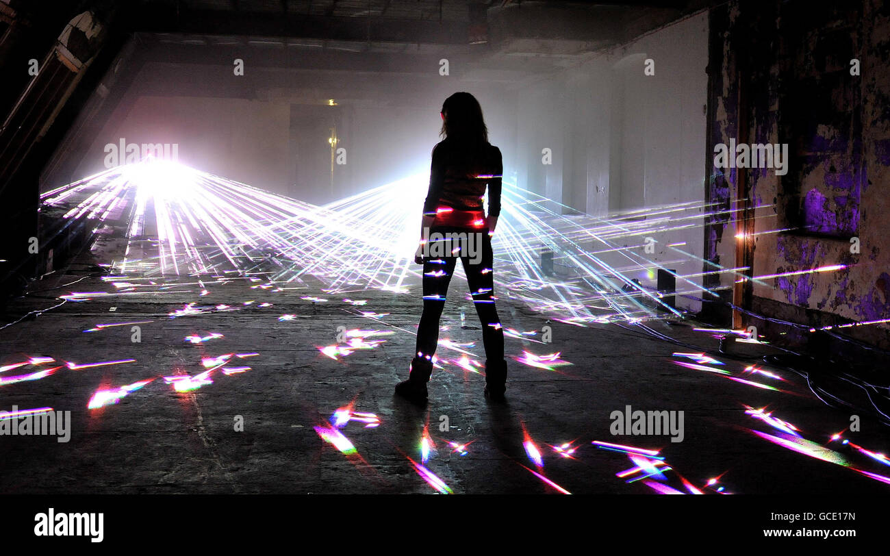 Speed of Light laser artwork London Stock Photo Alamy