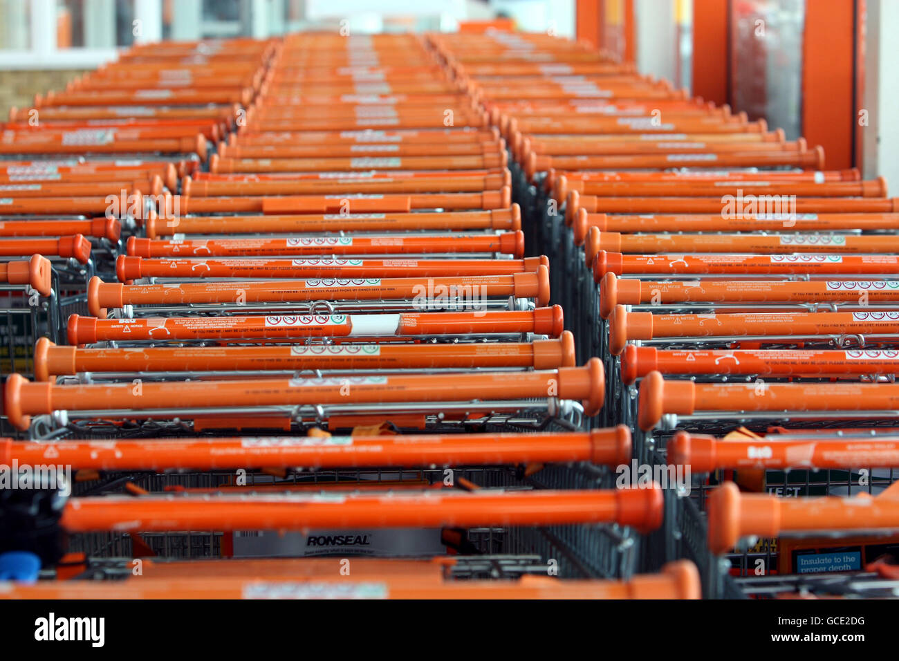 Shopping trolleys at the B&Q store in Hayes, Middlesex Stock Photo Alamy