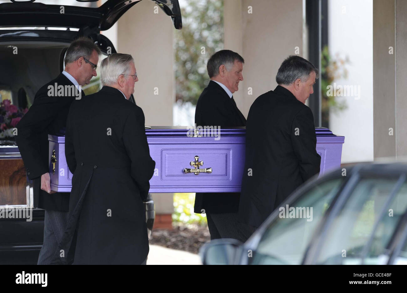 Into holytown crematorium for a private funeral service hires stock