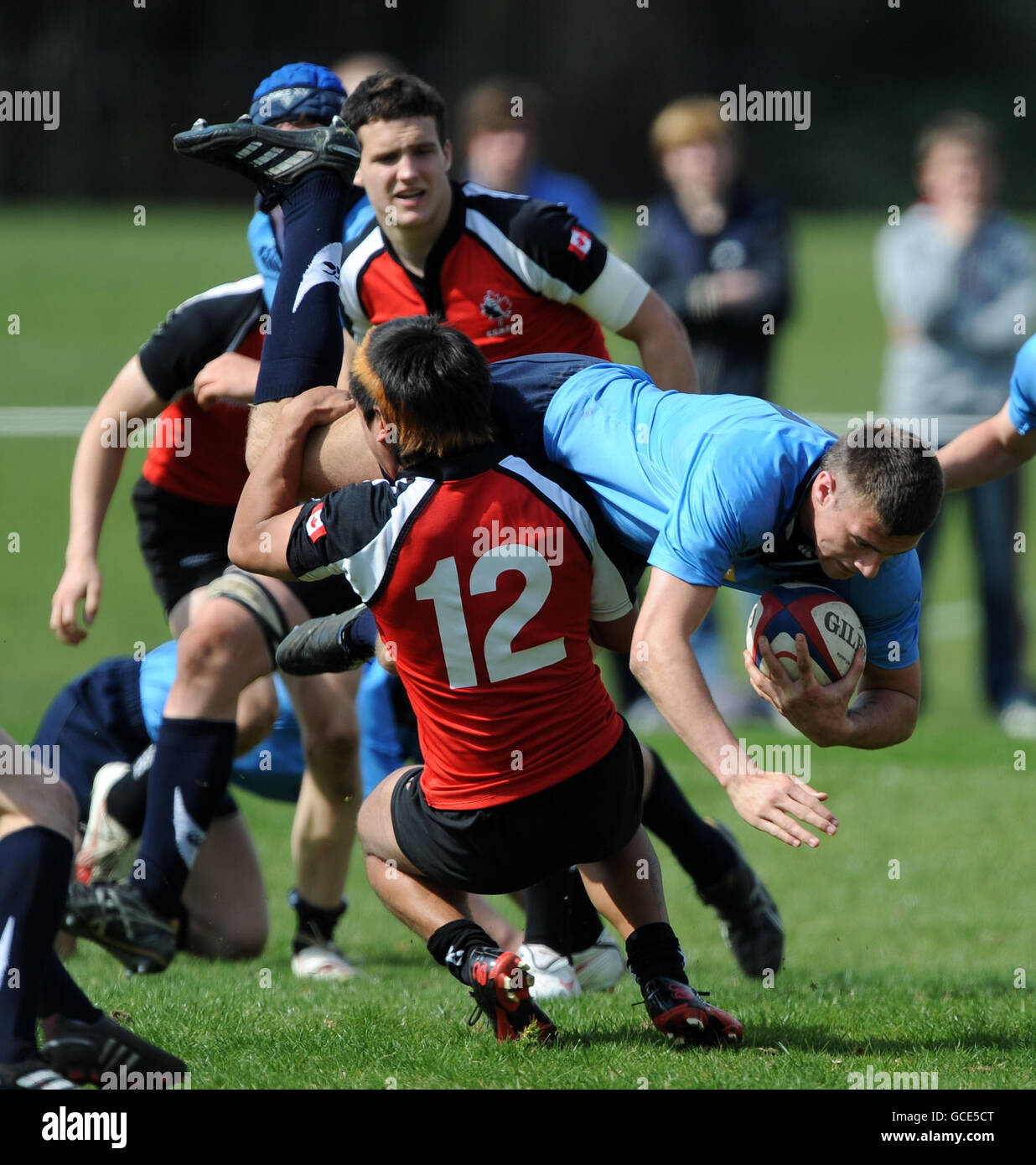 Scotland U17s Rory Hughes is tackled by Canada U17s Justin Blanchet Stock  Photo - Alamy