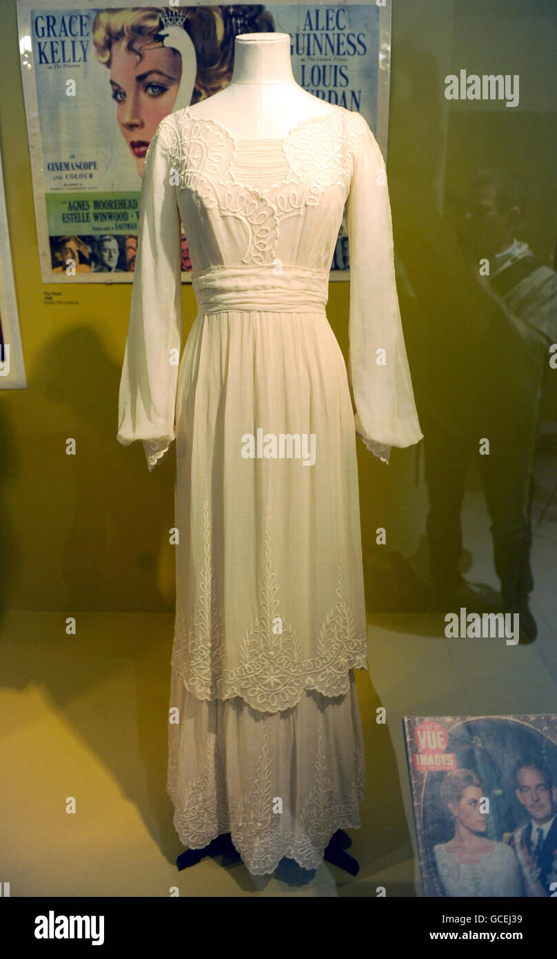 A dress by Helen Rose used in the film The Swan, 1955, is displayed as the wardrobe of Hollywood icon Grace Kelly goes on show as part of the Grace Kelly: Style Icon exhibition at the Victoria and Albert Museum, London. Stock Photo