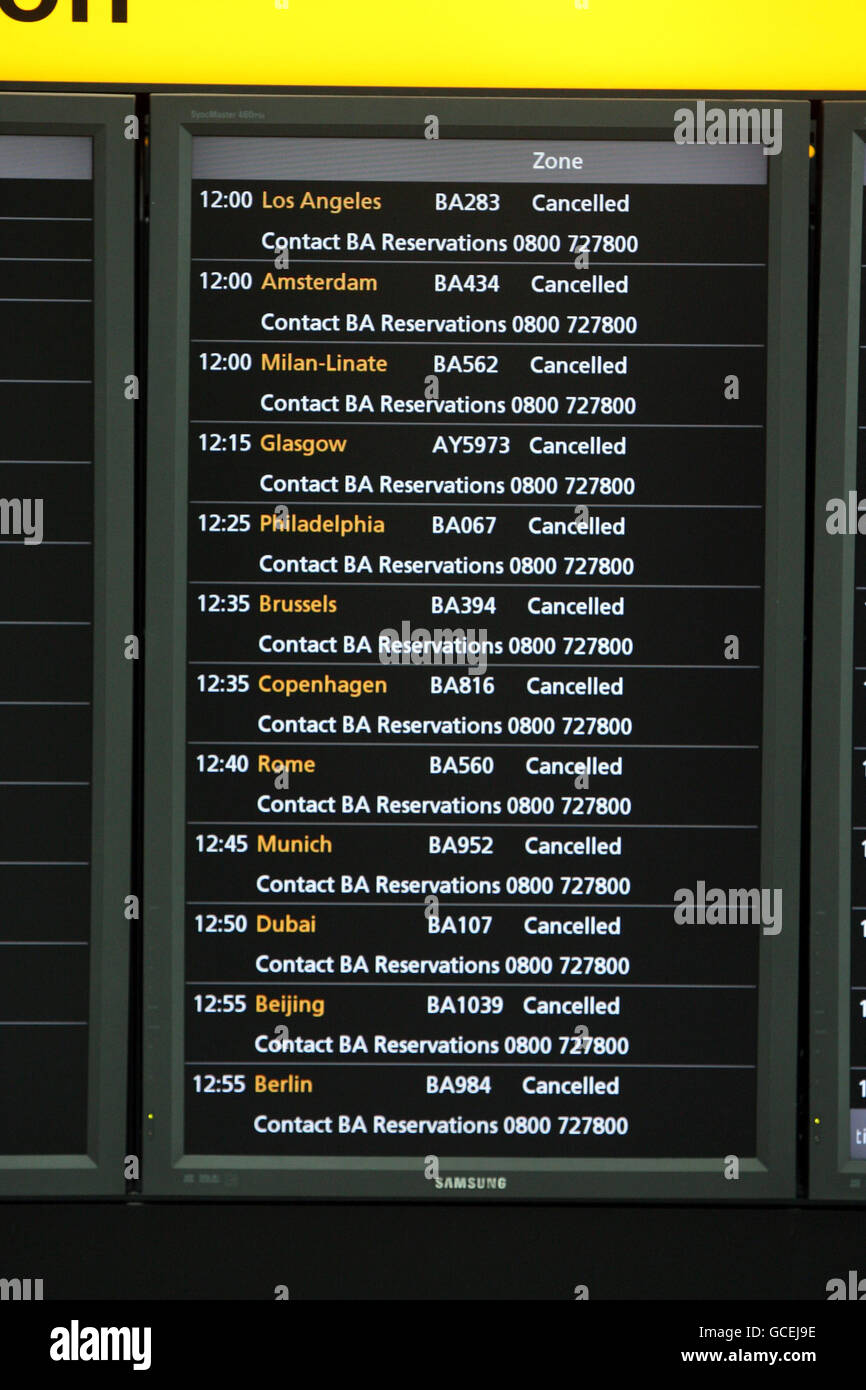 Volcanic ash causes travel disruption Stock Photo