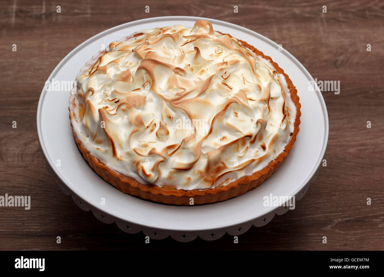 Lemon meringue pie close up Stock Photo