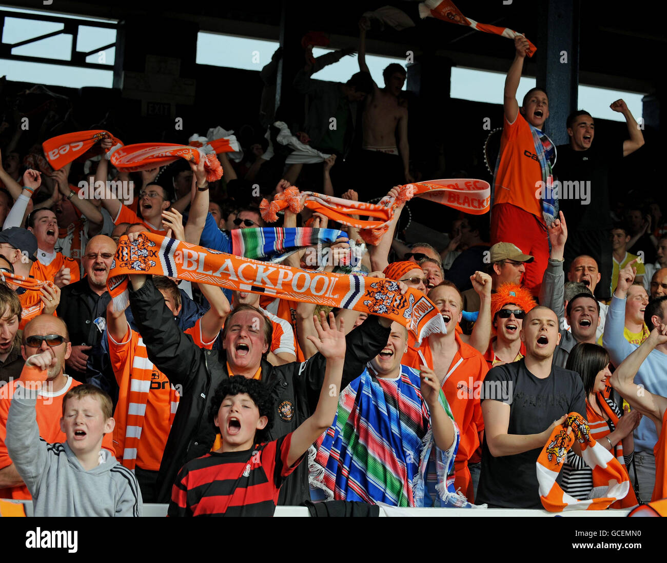 Blackpool fans celebrate victory over Peterborough United and their ...