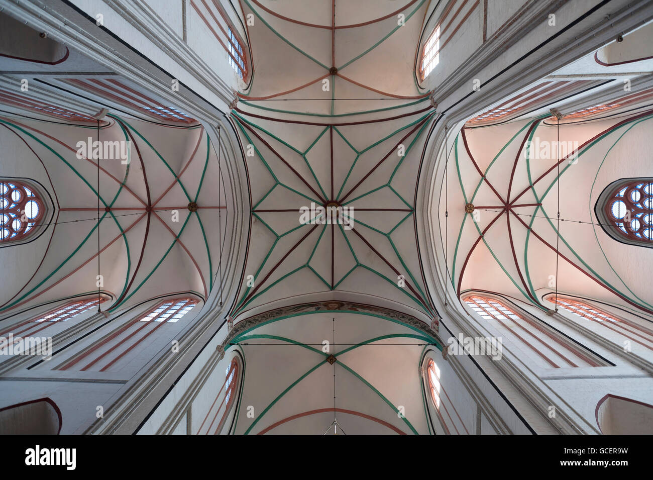 Gothic ceiling vault, Schwerin Cathedral, Schwerin, Mecklenburg-Western Pomerania, Germany Stock Photo