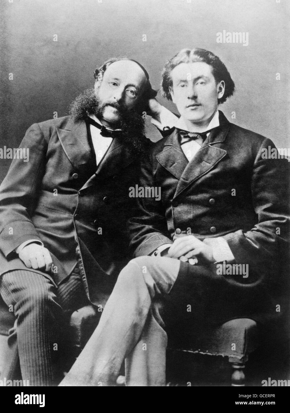Baron Paul Julius de Reuter and his son Herbert de Reuter, journalist and media owner, and the founder of the Reuters news agency. Stock Photo