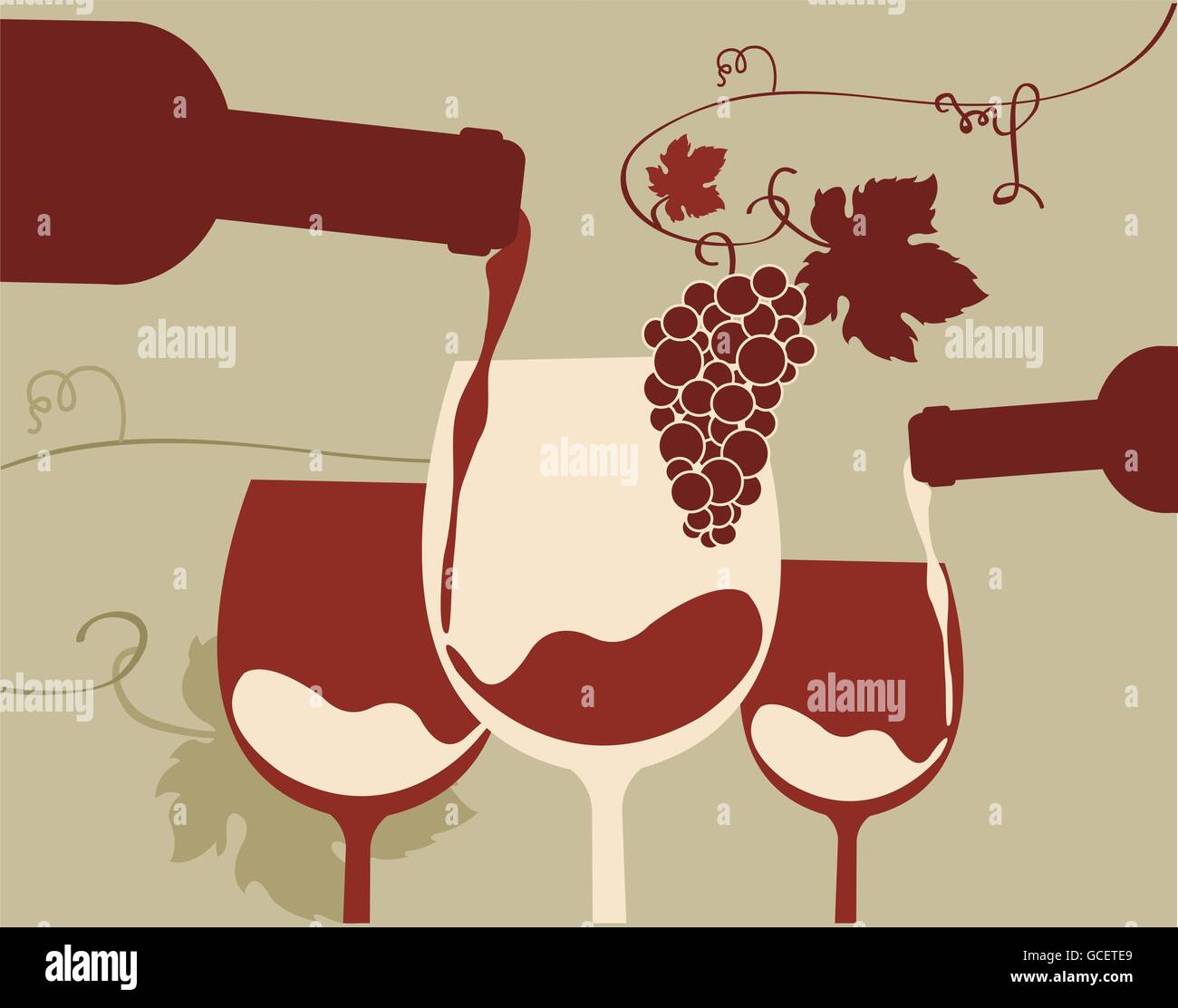 Bottle wine glass grapes Stock Vector Image & Art - Alamy