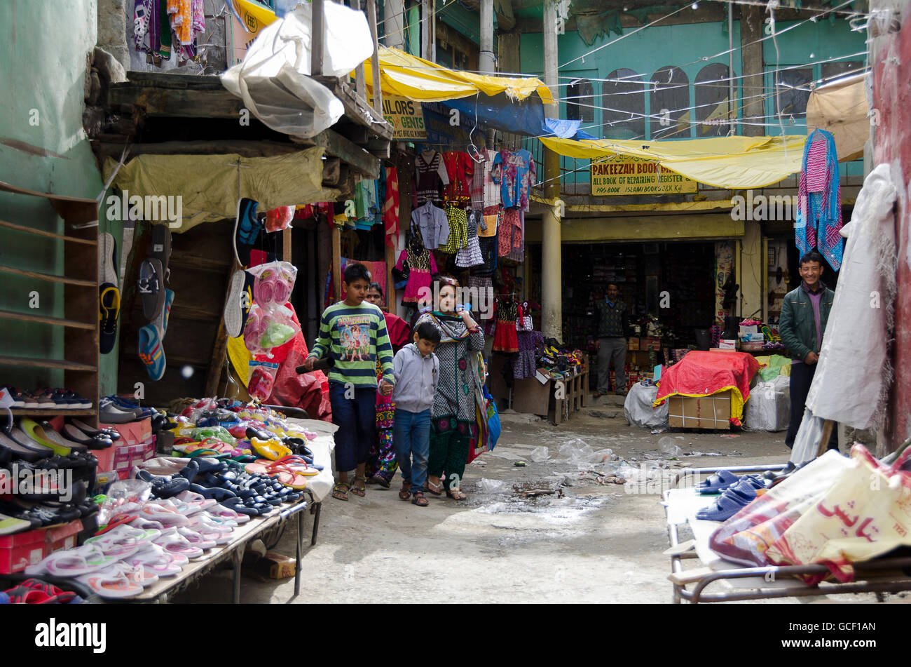 Street scene with shops, Kargil, Leh to Srinagar Road, Ladakh, Jammu