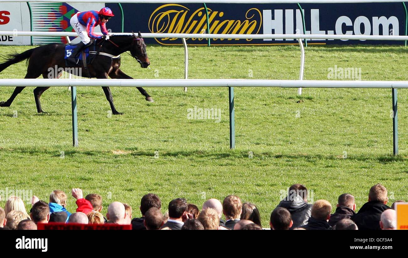 Sprinter Sacre ridden by Barry Geraghty wins The Ashleybank Investments Standard Open National Hunt Flat Race during the Coral Scottish Grand National Festival at Ayr Racecourse, Ayr. Stock Photo