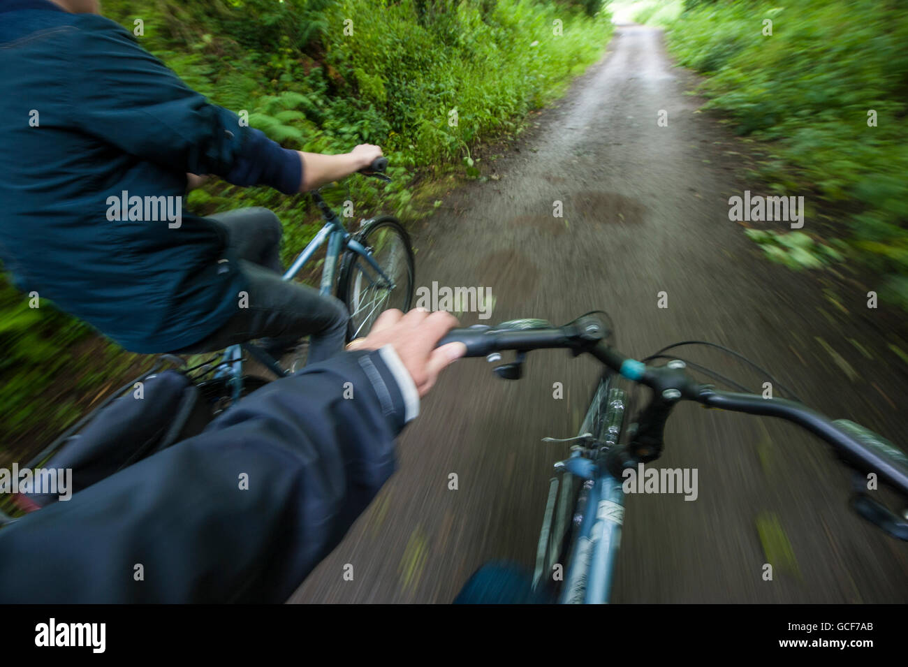 Cycling on the Camel Trail in Cornwall Stock Photo Alamy