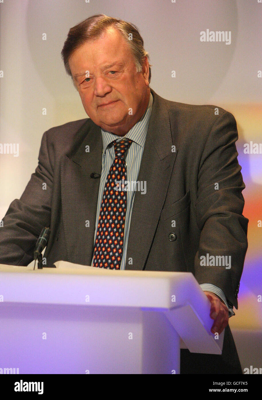Conservative Shadow Business Secretary Ken Clarke ahead of recording BBC2's Election Daily Politics Debate, at Millbank Studios, in Westminster, London. Stock Photo