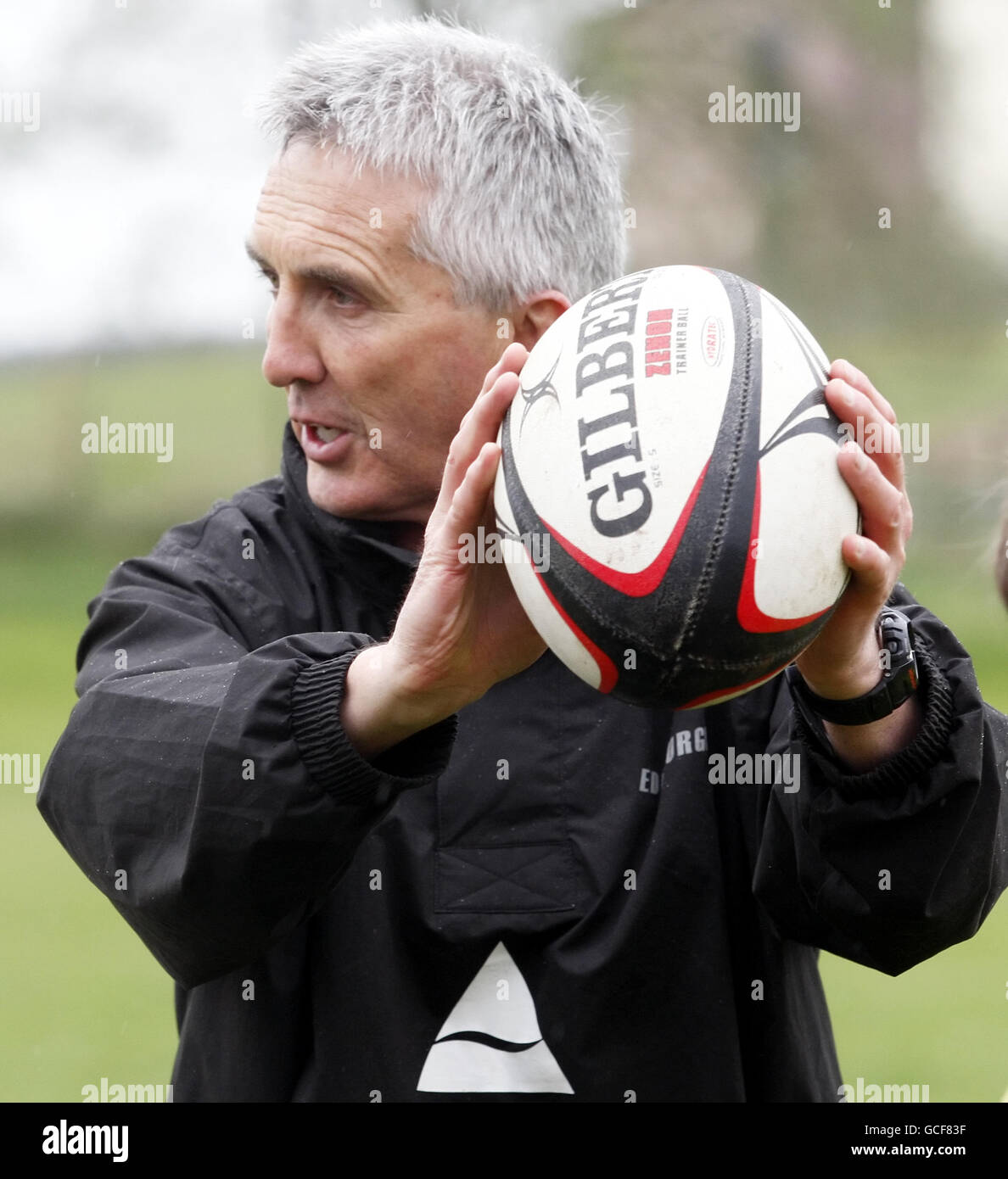 Edinburgh coach Rob Moffat during the coaching session at Earlston High School. Stock Photo