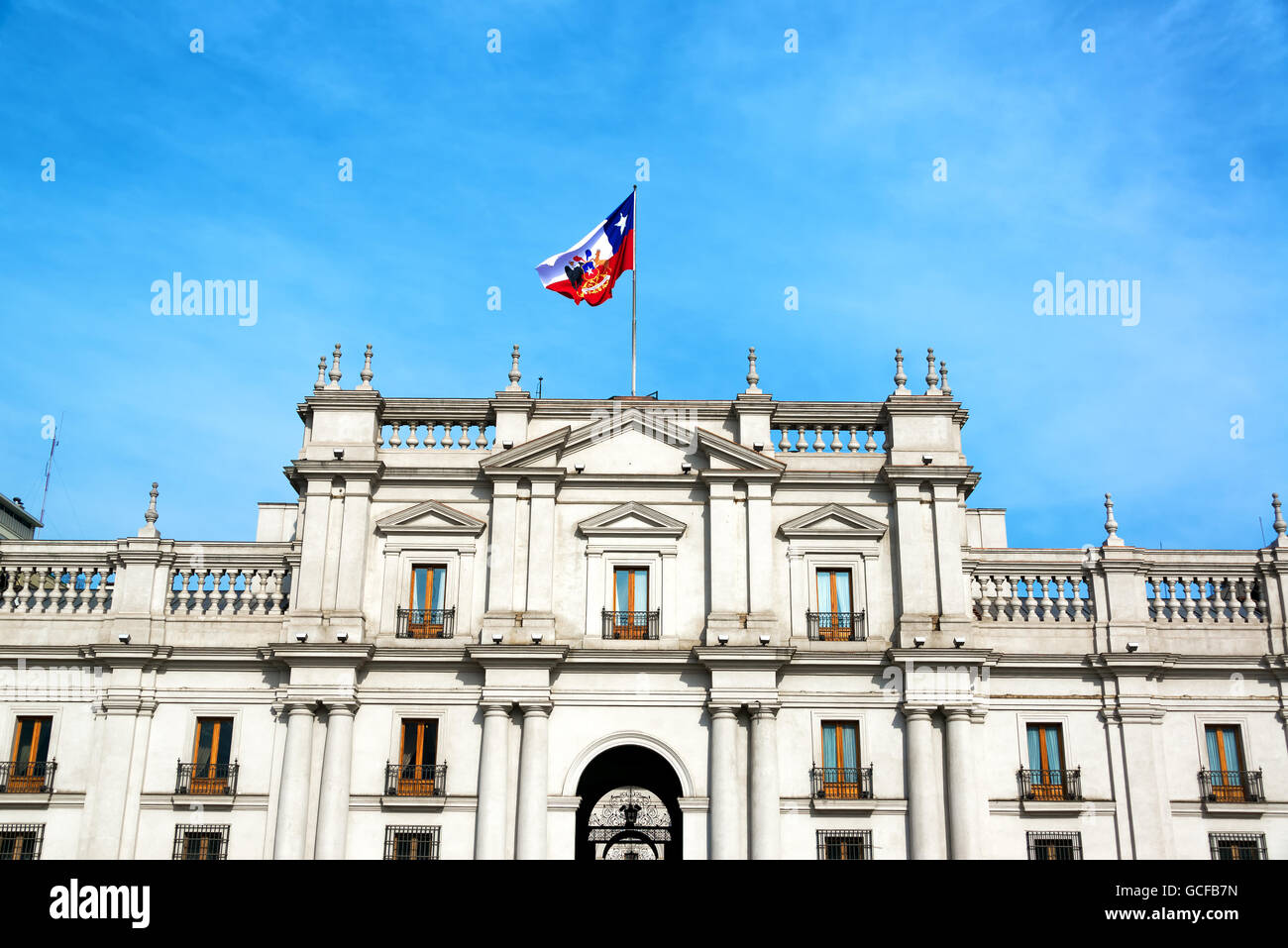 View of the facade of La Moneda Palace, the presidential palace in Santiago, Chile Stock Photo