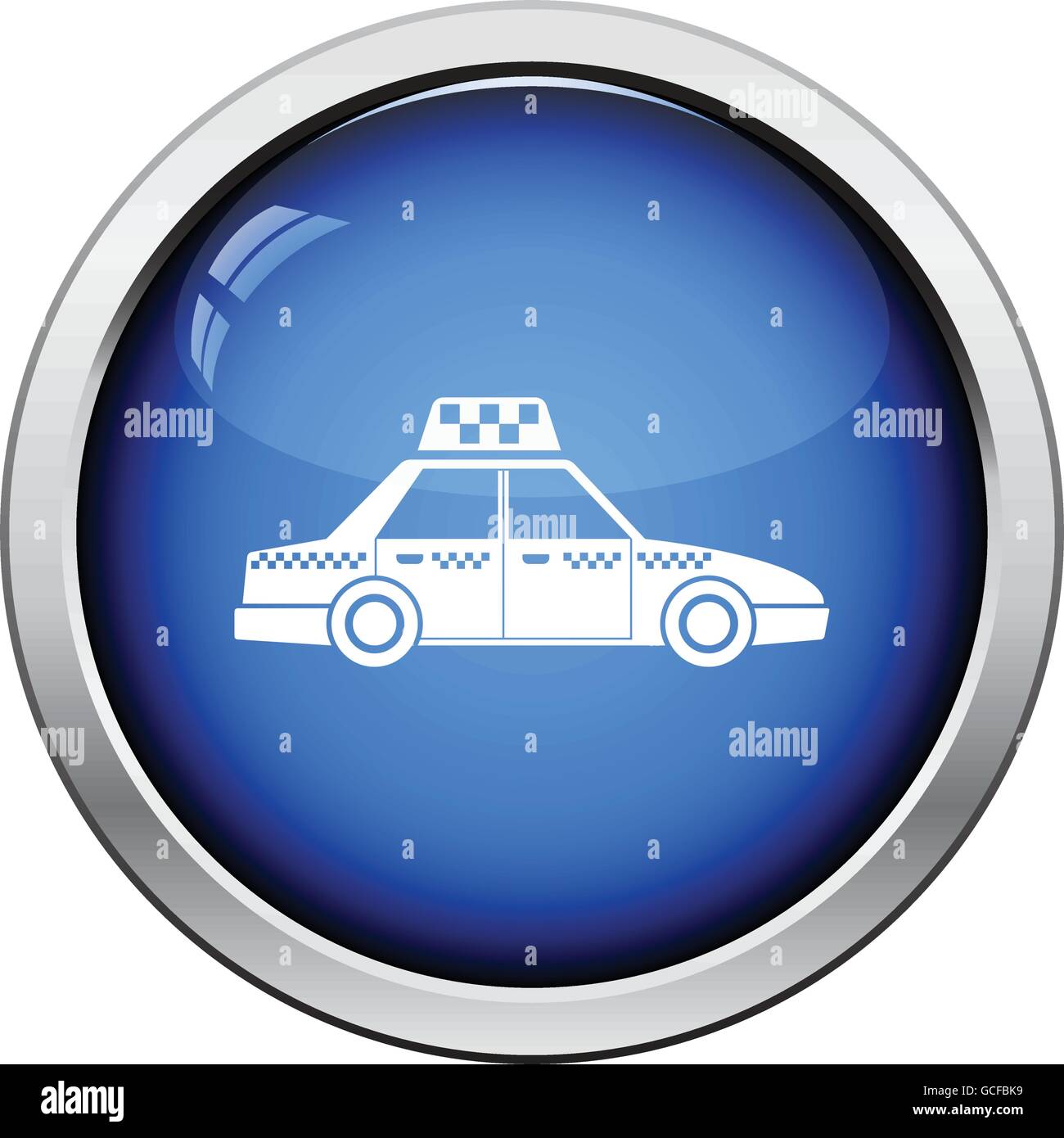 Taxi car icon. Glossy button design. Vector illustration Stock Vector