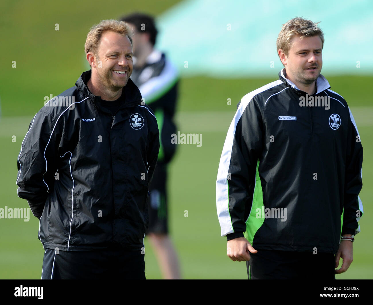 Surrey Head Coach Chris Adams (left) and Strength and Conditioning Coach Ashley Wright (right) Stock Photo