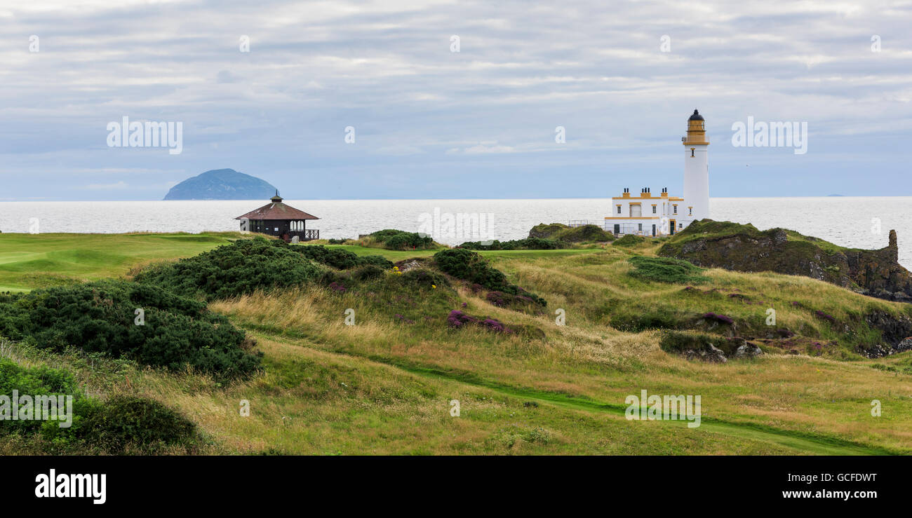 Lighthouse along the coast; Maidens, Scotland Stock Photo