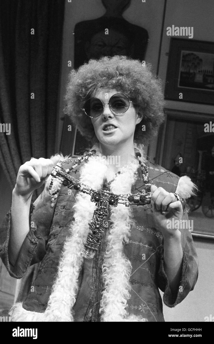 Actress Lynn Redgrave as Alex, a hippie in 'Chinamen', as she rehearsed for 'The Two of Us' at the Garrick Theatre. 'The Two of Us'is made of of four comedies in which the two stars play eleven roles. Stock Photo