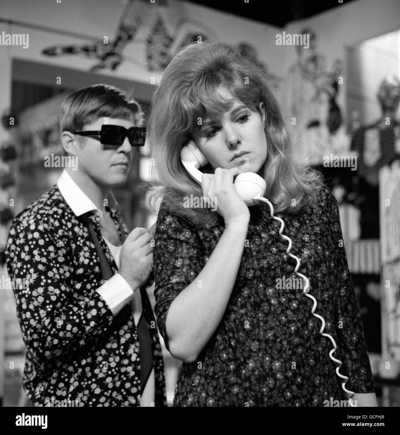 Actress Lynn Redgrave (r) in the ABC TV's Armchair Theatre production, 'What's Wrong with Humpty Dumpty'. Behind her is John Clark, whom she is to marry in New York. Stock Photo