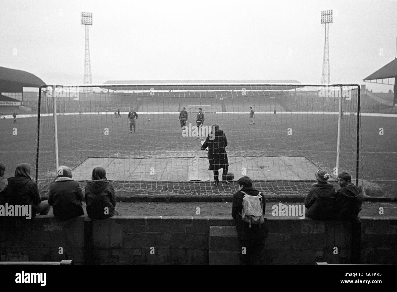 School children watching a Middlesbrough training session at Ayresome Park Stock Photo