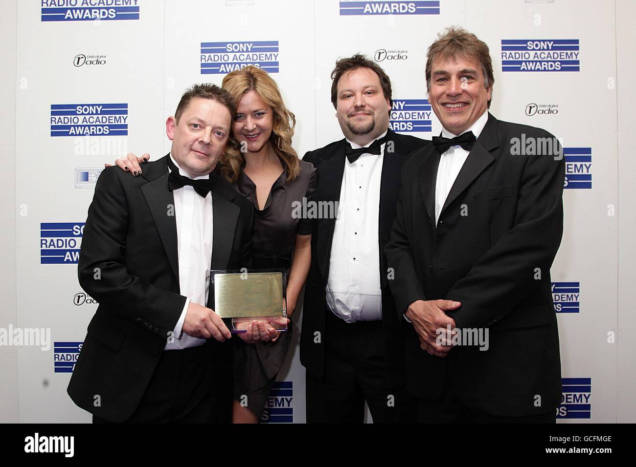 Talksport radio collect the award for Best Single Promo/commercial at the Sony Radio Academy Awards 2010 at the Grosvenor House Hotel, London Stock Photo