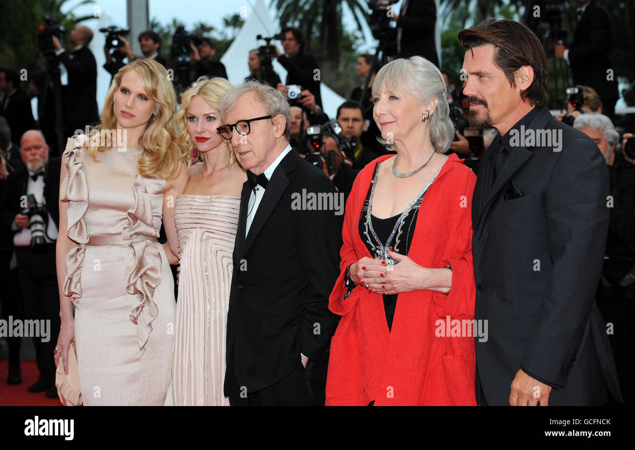 (Left to right) Lucy Punch, Naomi Watts, Woody Allen, Gemma Jones and Josh Brolin arrive for the premiere of You Will Meet A Tall Dark Stranger, at the 63rd Cannes Film Festival, France. Stock Photo