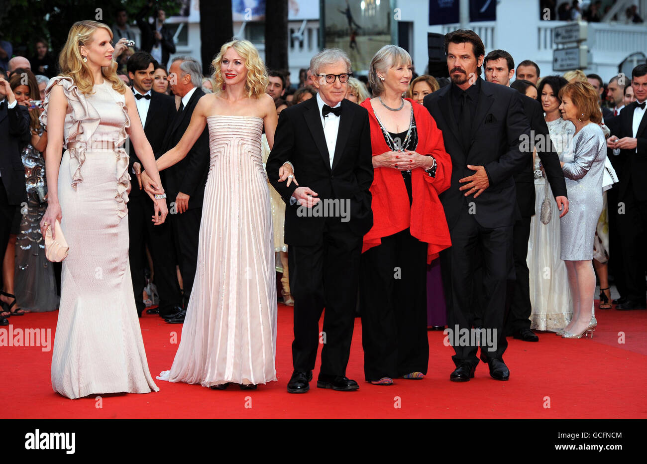 (Left to right) Lucy Punch, Naomi Watts, Woody Allen, Gemma Jones and Josh Brolin arrive for the premiere of You Will Meet A Tall Dark Stranger, at the 63rd Cannes Film Festival, France. Stock Photo