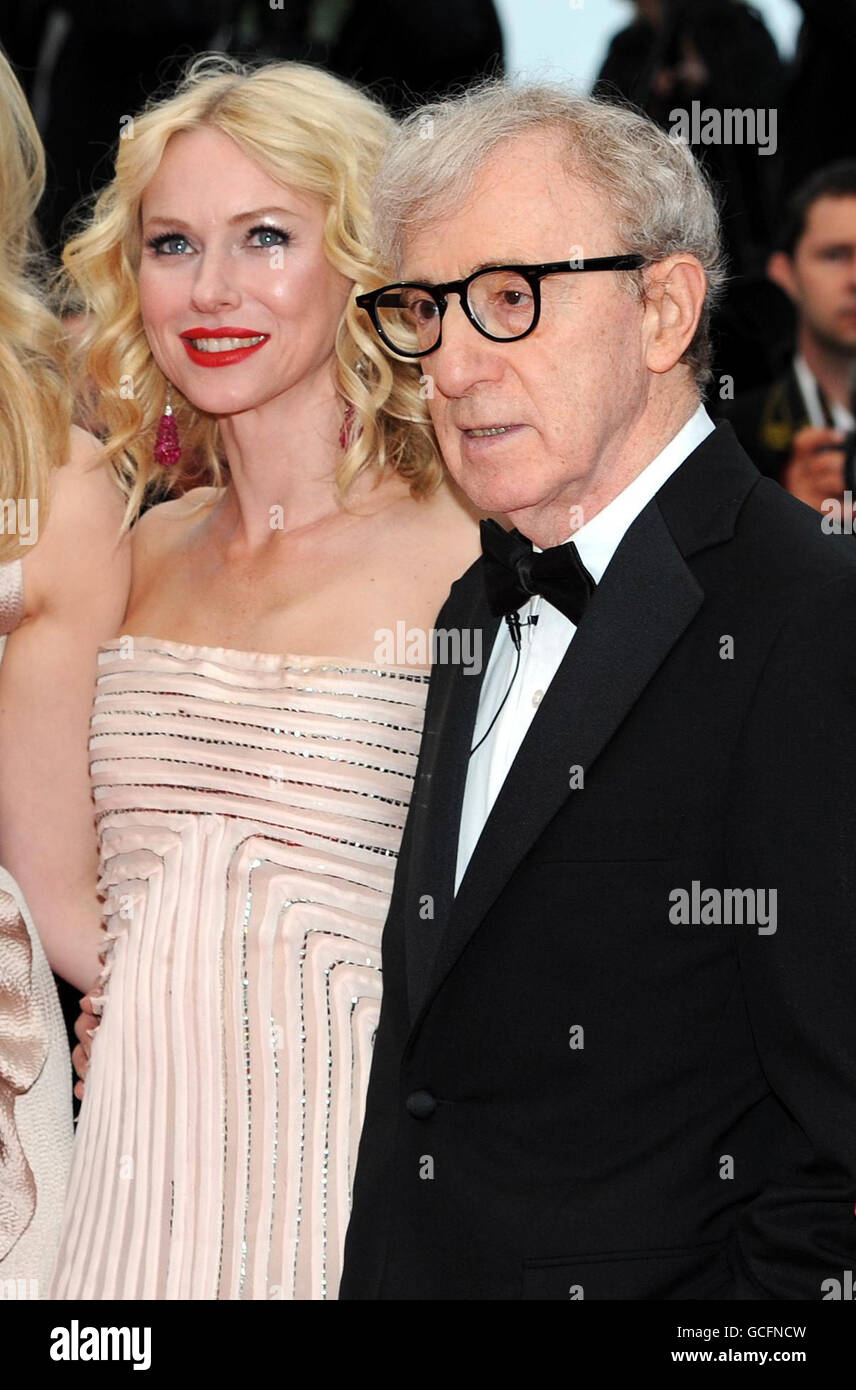 Naomi Watts and Woody Allen arrive for the premiere of You Will Meet A Tall Dark Stranger, at the 63rd Cannes Film Festival, France. Stock Photo