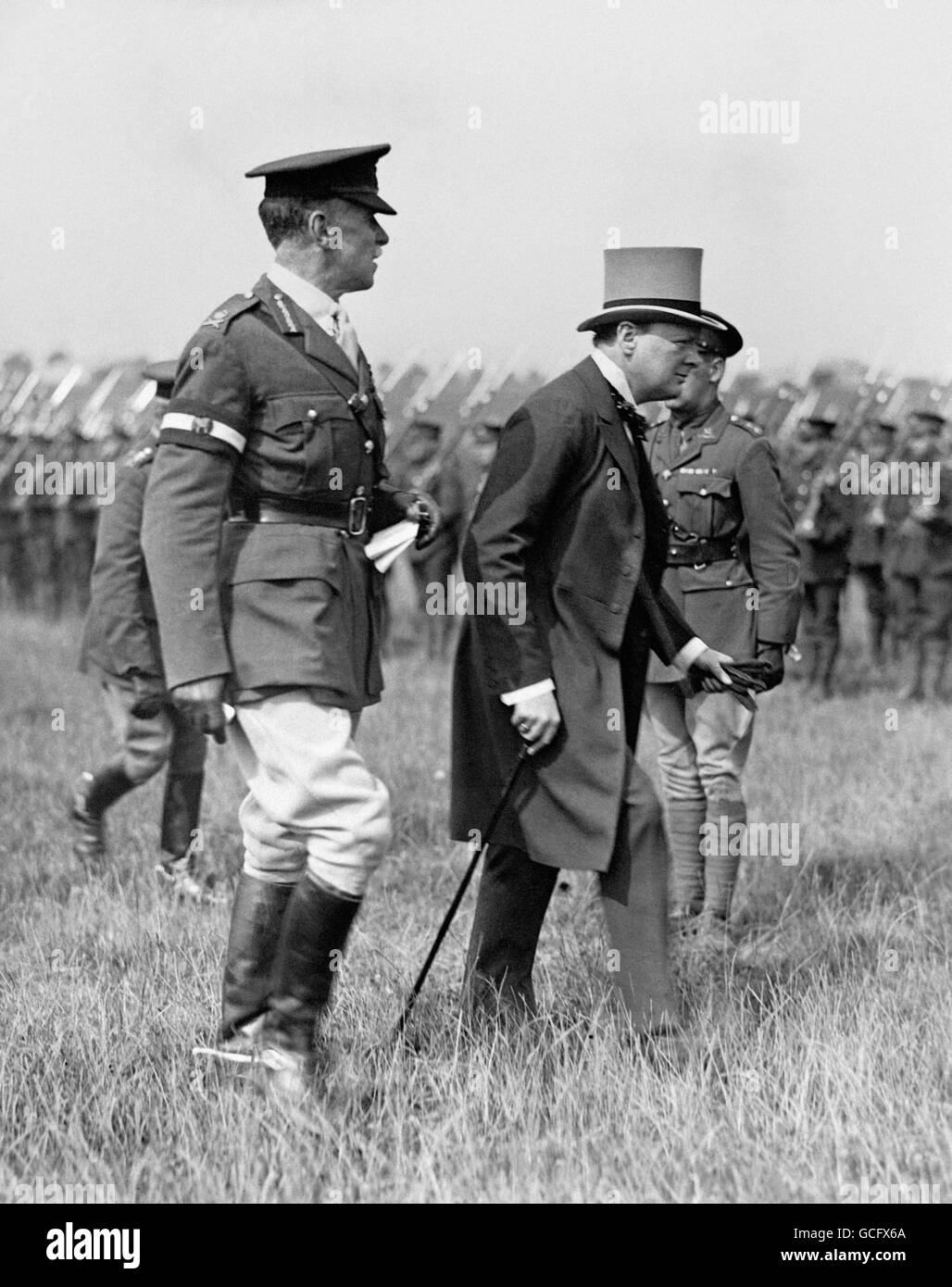 The Secretary of State for War, Mr Winston Churchill and General Sir Aylmer Haldane reviewing the Corps in Cologne Stock Photo
