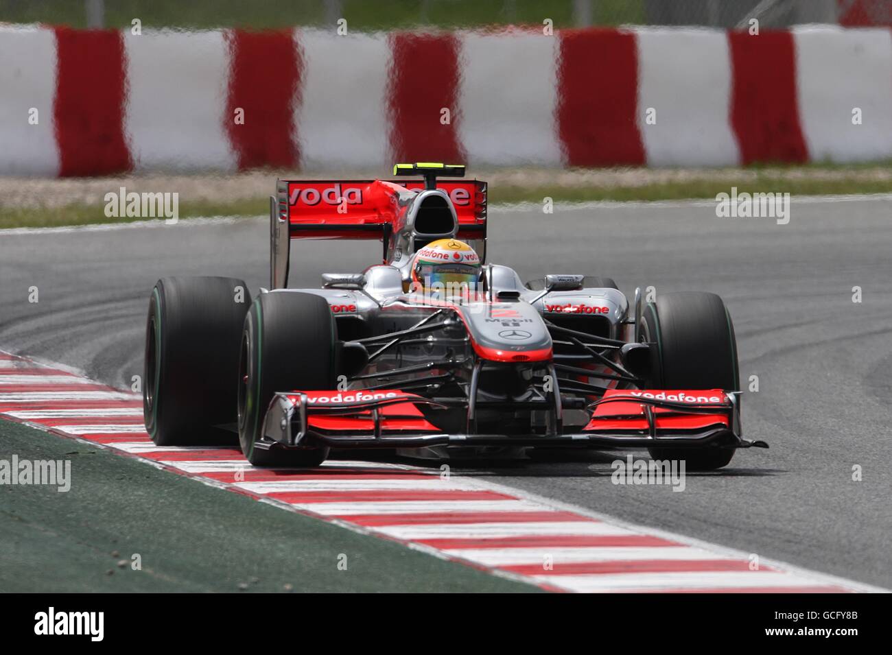 McLaren's Lewis Hamilton leads during the Spanish Grand Prix Stock Photo