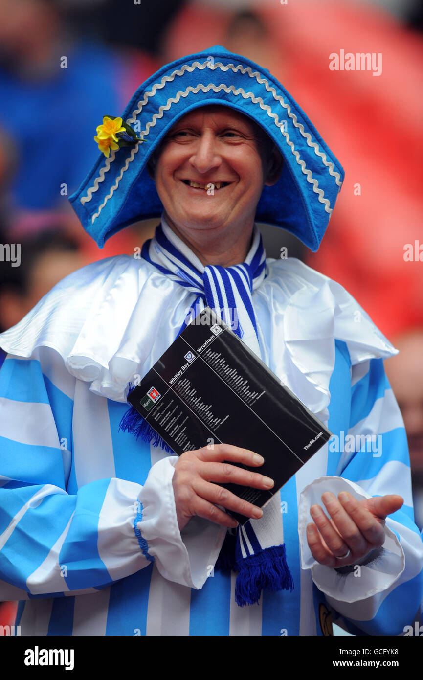 Soccer FA Vase Trophy Final Whitley Bay v Wroxham Wembley Stadium. Whitley Bay fan in
