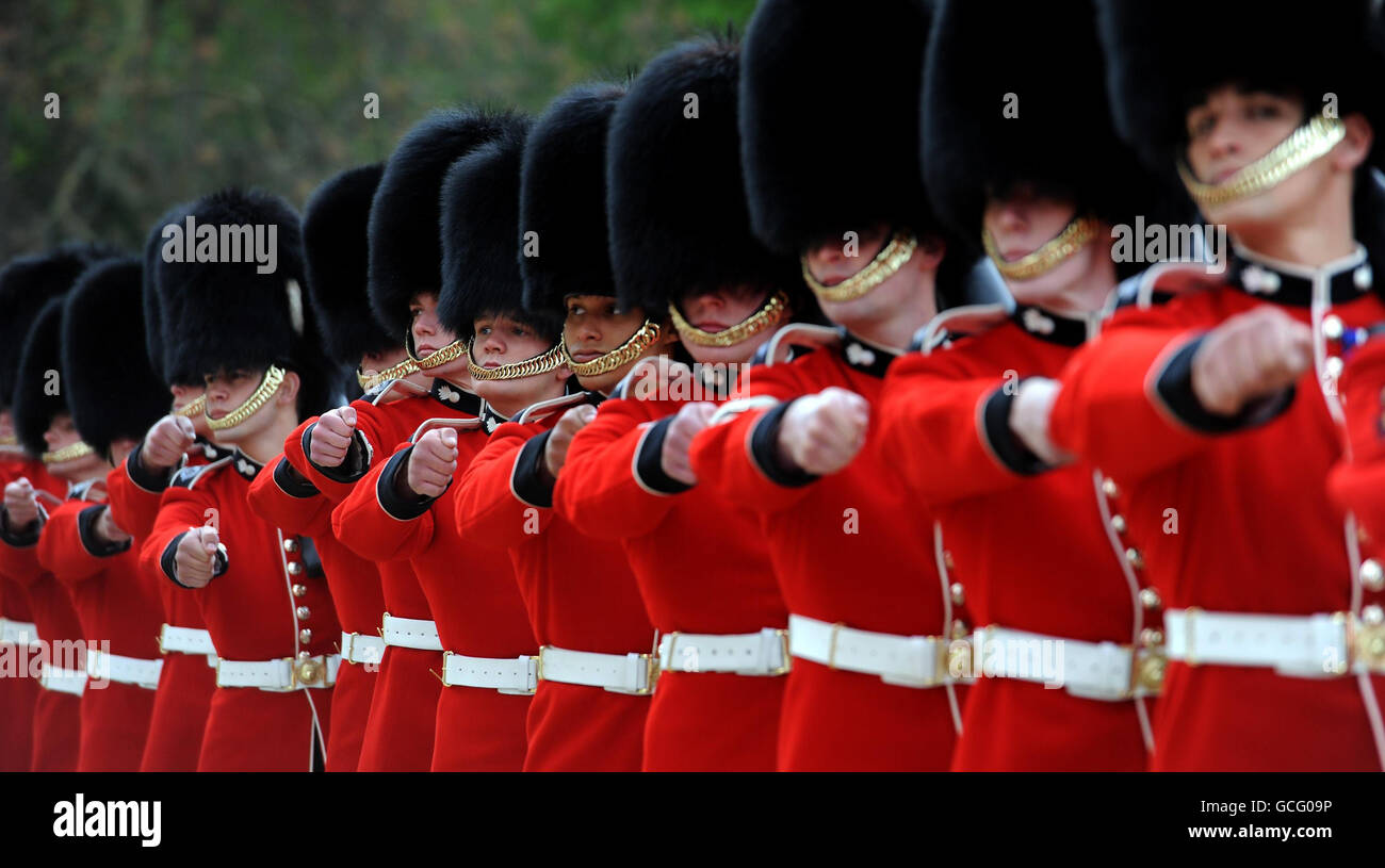 The Grenadier Guards march past Queen Elizabeth II after being