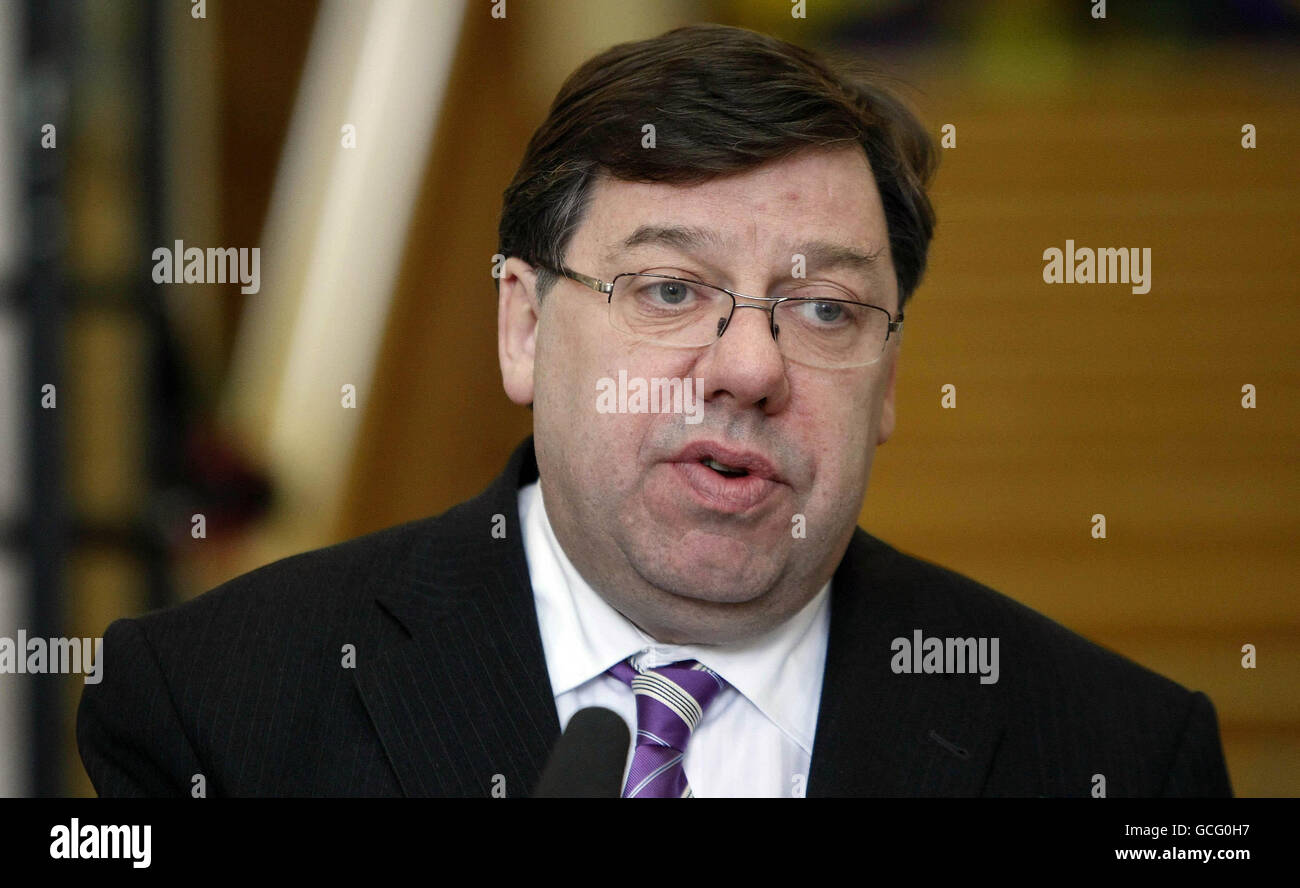 Taoiseach Brian Cowen announces a ban on so-called legal highs a month earlier than expected at a press conference in Dublin. Stock Photo