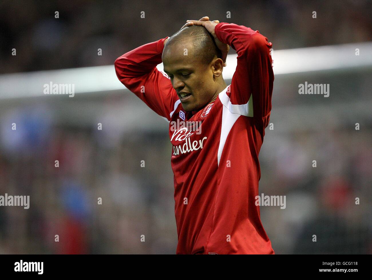 Soccer - Coca-Cola Football League Championship - Play Off Semi Final - Second Leg - Nottingham Forest v Blackpool - City Ground. Nottingham Forest's Robert Earnshaw shows his dejection after his effort is ruled out for offside Stock Photo