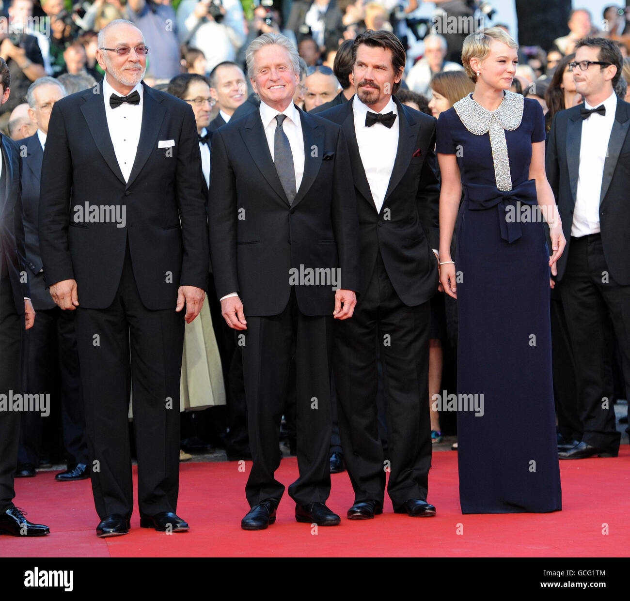 (From the left) Frank Langella, Michael Douglas, Oliver Stone, Josh Brolin and Carey Mulligan arrive for the screening of Wall Street: Money Never Sleeps at the Grand Auditorium Lumiere during the Cannes Film Festival, France. Stock Photo