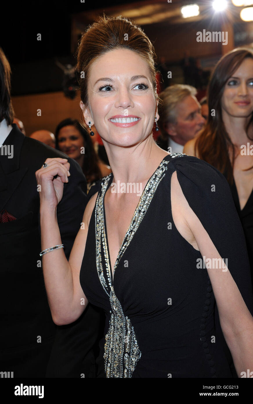 Diane Lane departs after the screening of Wall Street: Money Never Sleeps at the Grand Auditorium Lumiere during the Cannes Film Festival, France. Stock Photo