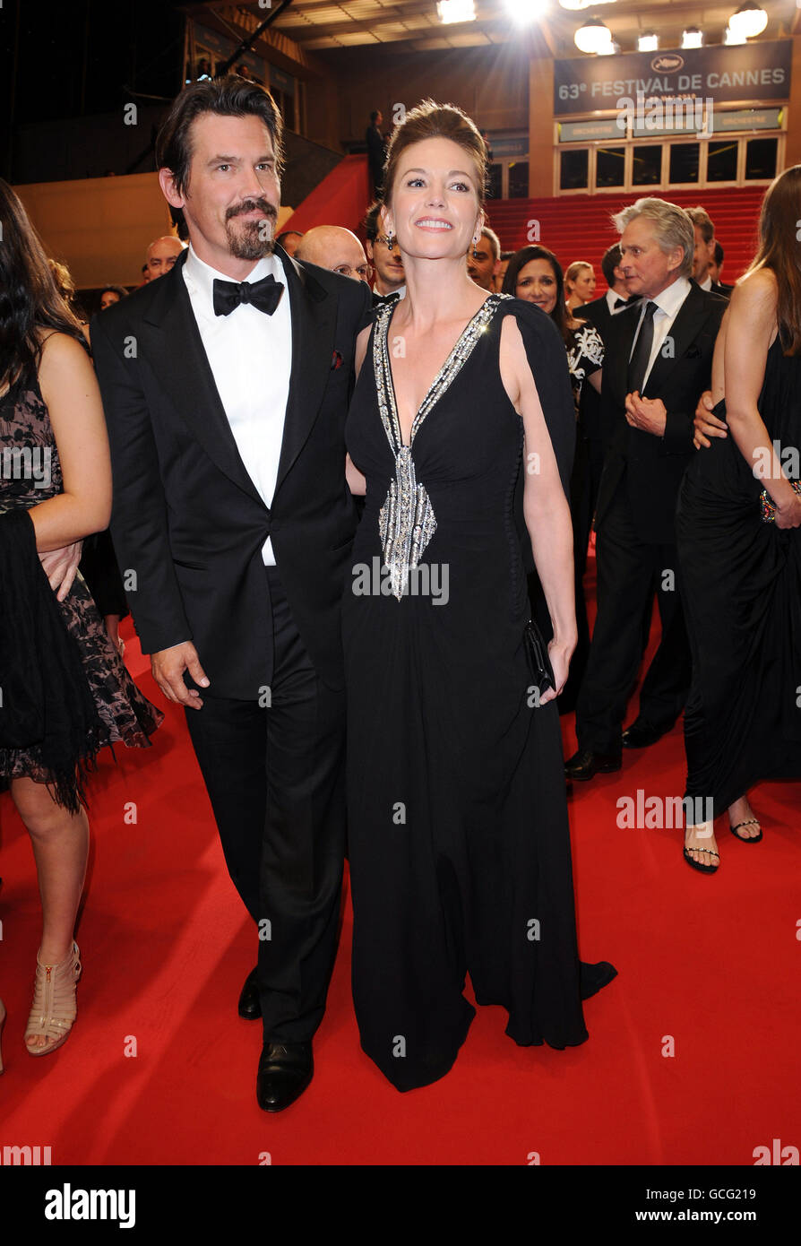 Josh Brolin and Diane Lane depart after the screening of Wall Street: Money Never Sleeps at the Grand Auditorium Lumiere during the Cannes Film Festival, France. Stock Photo