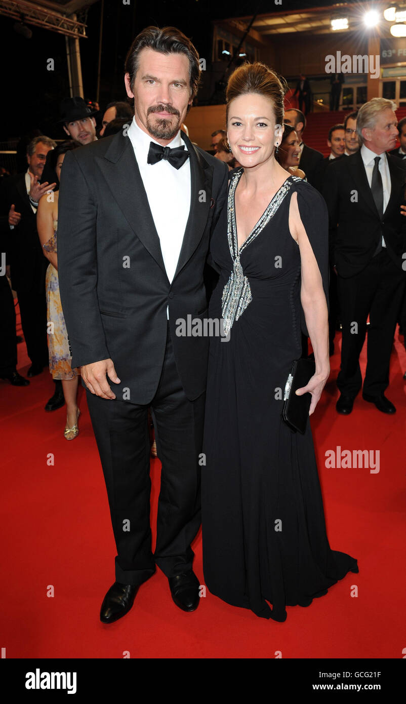 Josh Brolin and Diane Lane depart after the screening of Wall Street: Money Never Sleeps at the Grand Auditorium Lumiere during the Cannes Film Festival, France. Stock Photo