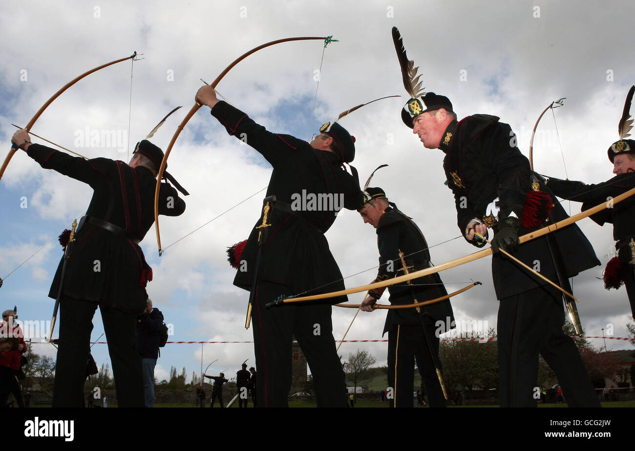 The Royal Company of Archers take part in the Peebles Arrow competition