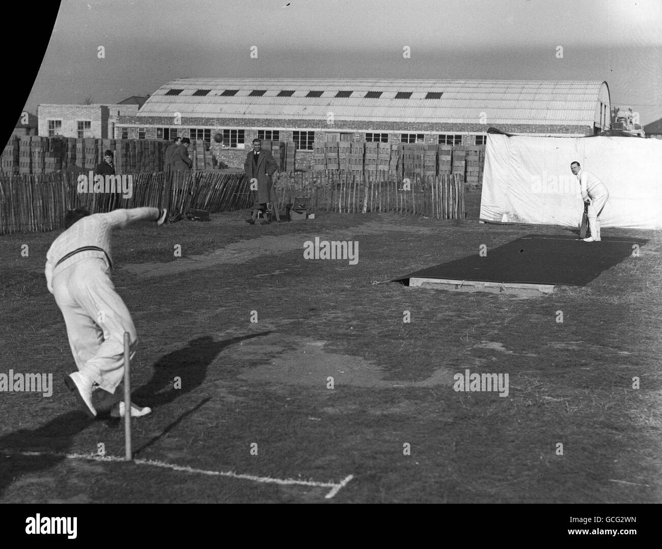 New Concrete cricket pitch, Ashford Middlesex Stock Photo Alamy