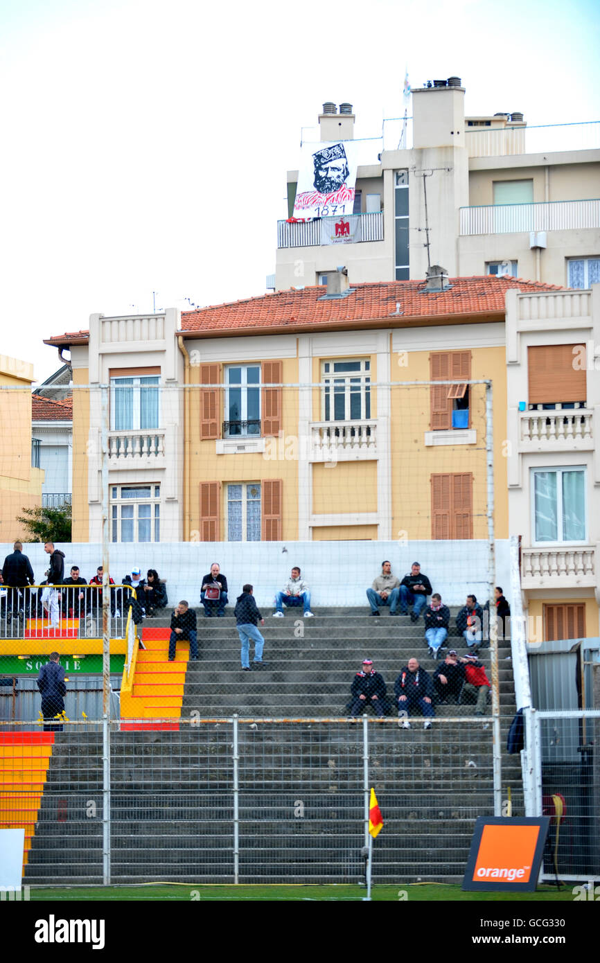 Soccer - French Premiere Division - Nice v RC Lens - Municipal du Ray. Fans watch the action from the stands Stock Photo
