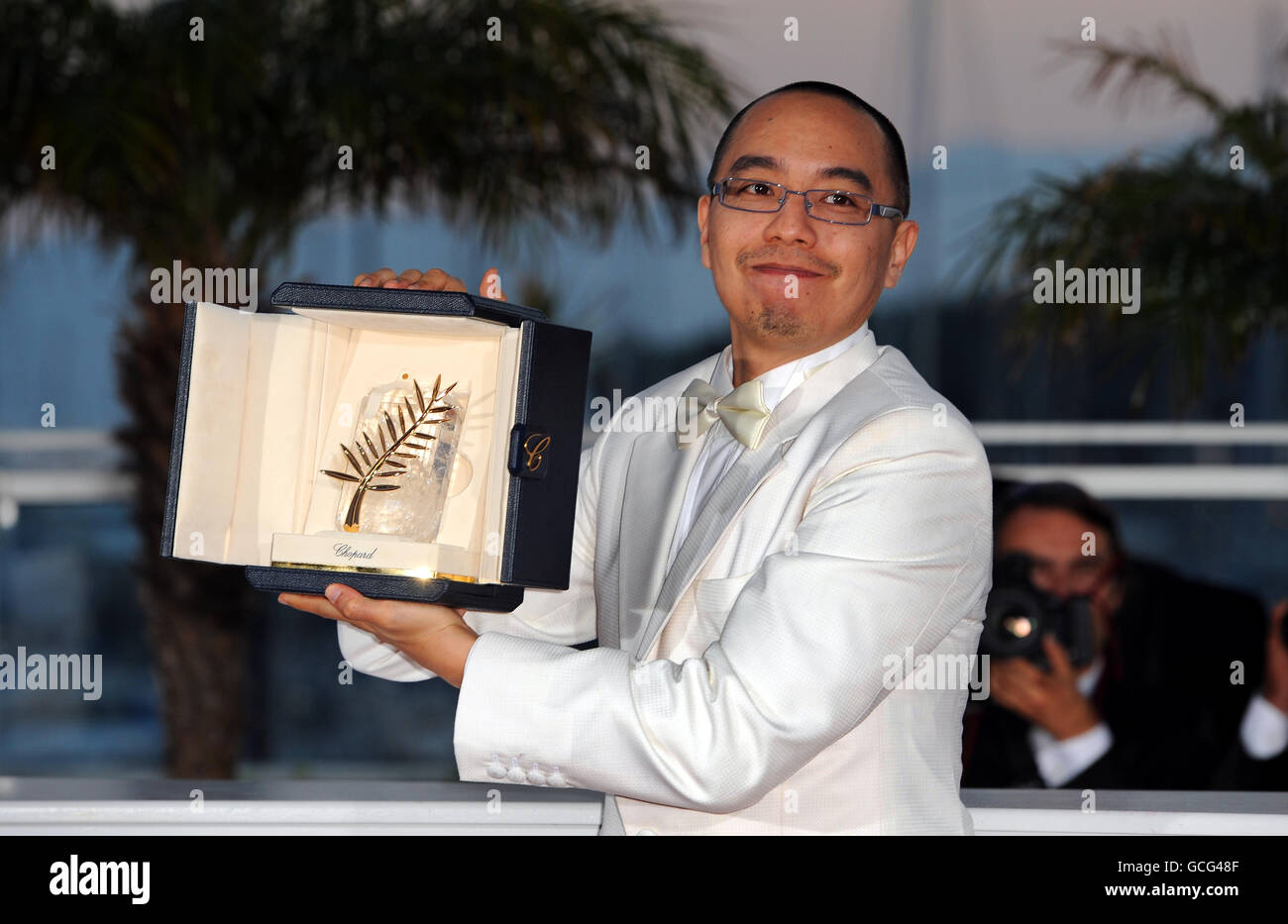 Apichatpong Weerasethakul, winner of the Palme d'Or for his film Uncle Boonmee Who Can Recall His Past Lives at the 63rd Cannes Film Festival, France. Stock Photo