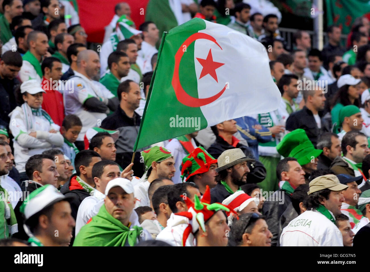 Soccer - International Friendly - Republic of Ireland v Algeria - RDS Stadium. Algeria fans in the stands. Stock Photo