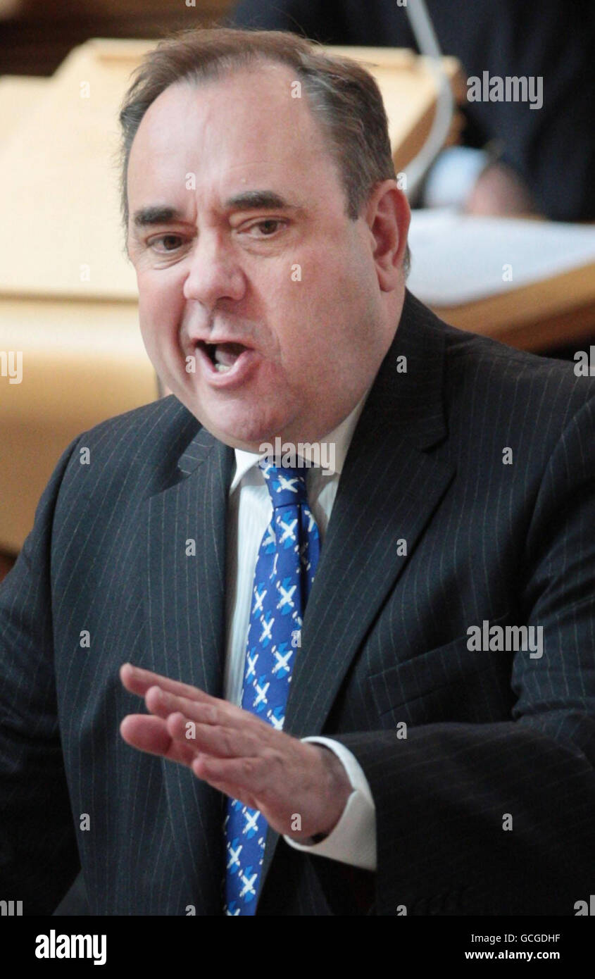 First Minister Alex Salmond during First Minister's Questions at the Scottish parliament in Edinburgh. Stock Photo