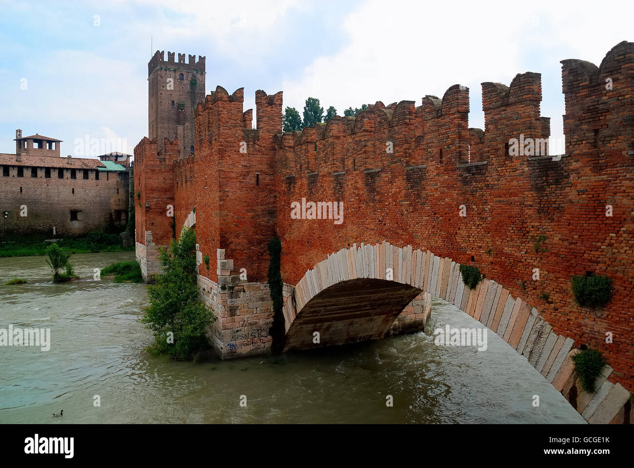 Verona, Italy. The Castelvecchio Bridge (Italian Ponte di