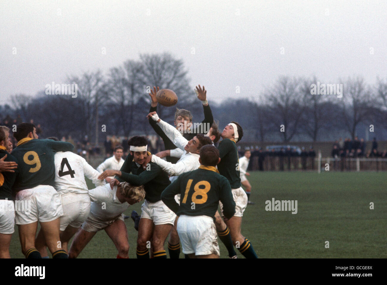 Rugby Union - South Africa Tour of Northern Hemisphere - Combined Services v South Africa - Aldershot. Albie Bates, South Africa, gets up for the ball in a line-out. Stock Photo