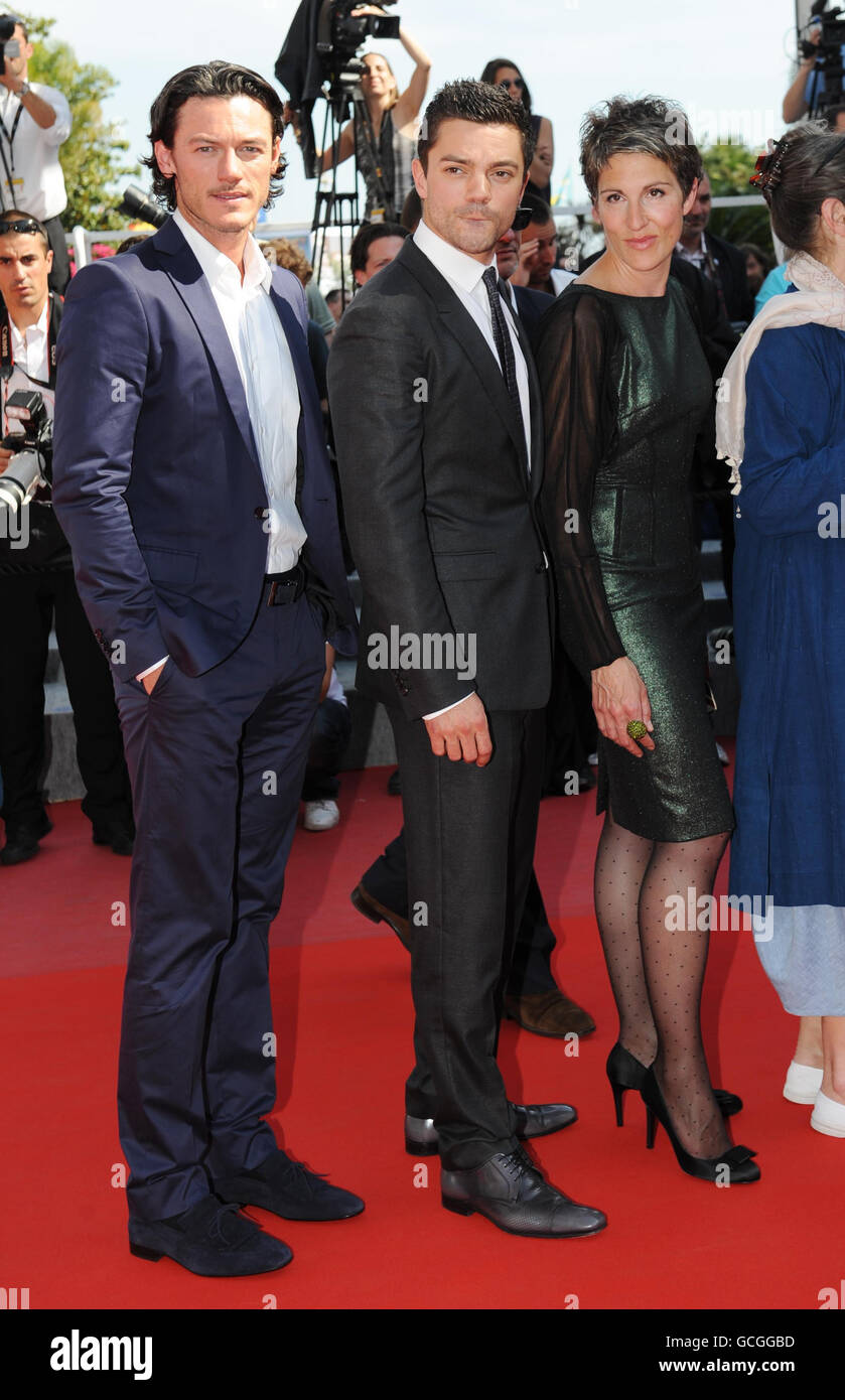 (Left - right) Actors Luke Evans, Dominic Cooper and Tamsin Greig arrive for the premiere of new Stephen Frears' film, Tamara Drewe, in which they star, during the 63rd Cannes Film Festival, France. Stock Photo