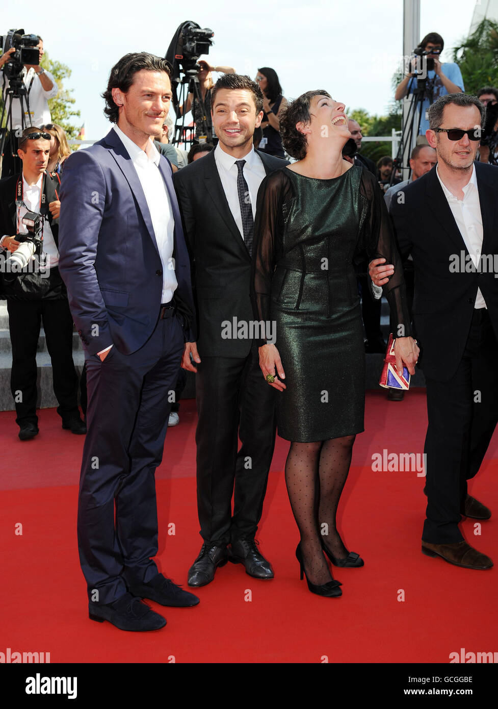(Left - 2nd right) Actors Luke Evans, Dominic Cooper and Tamsin Greig arrive for the premiere of new Stephen Frears' film, Tamara Drewe, in which they star, during the 63rd Cannes Film Festival, France. Stock Photo