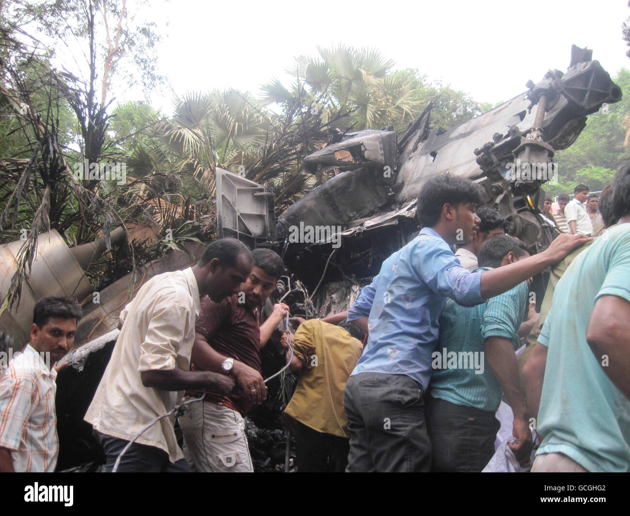 Plane crash near Mangalore Stock Photo