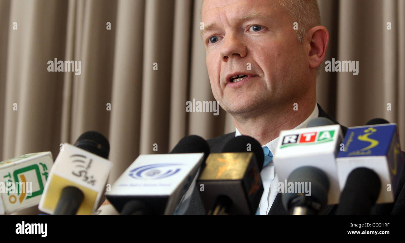 Foreign Secretary William Hague during a press conference at the British Embassy in Kabul, Afghanistan for a visit by the politician to the area. Stock Photo