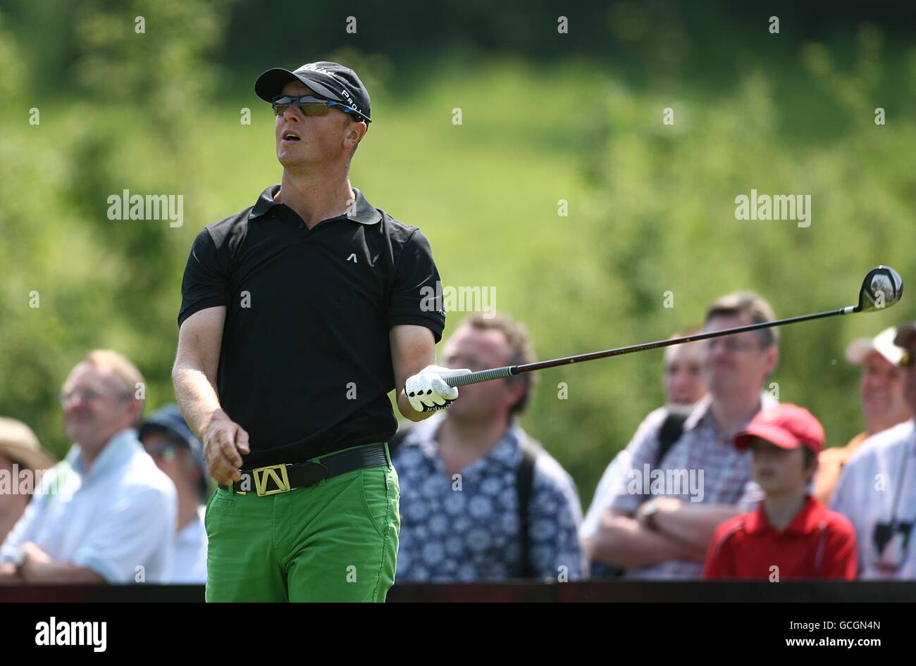 Sweden's Fredrik Andersson Hed in action during Round Two of the Celtic Manor Wales Open, at the Celtic Manor Resort Stock Photo